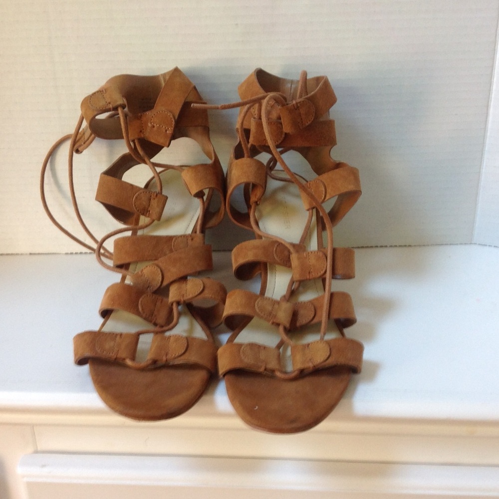 Marc Fisher Brown Suede Sandals Lace Up String